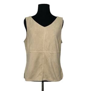 Kathy Ireland beige velvet sleeveless v neck top size Medium